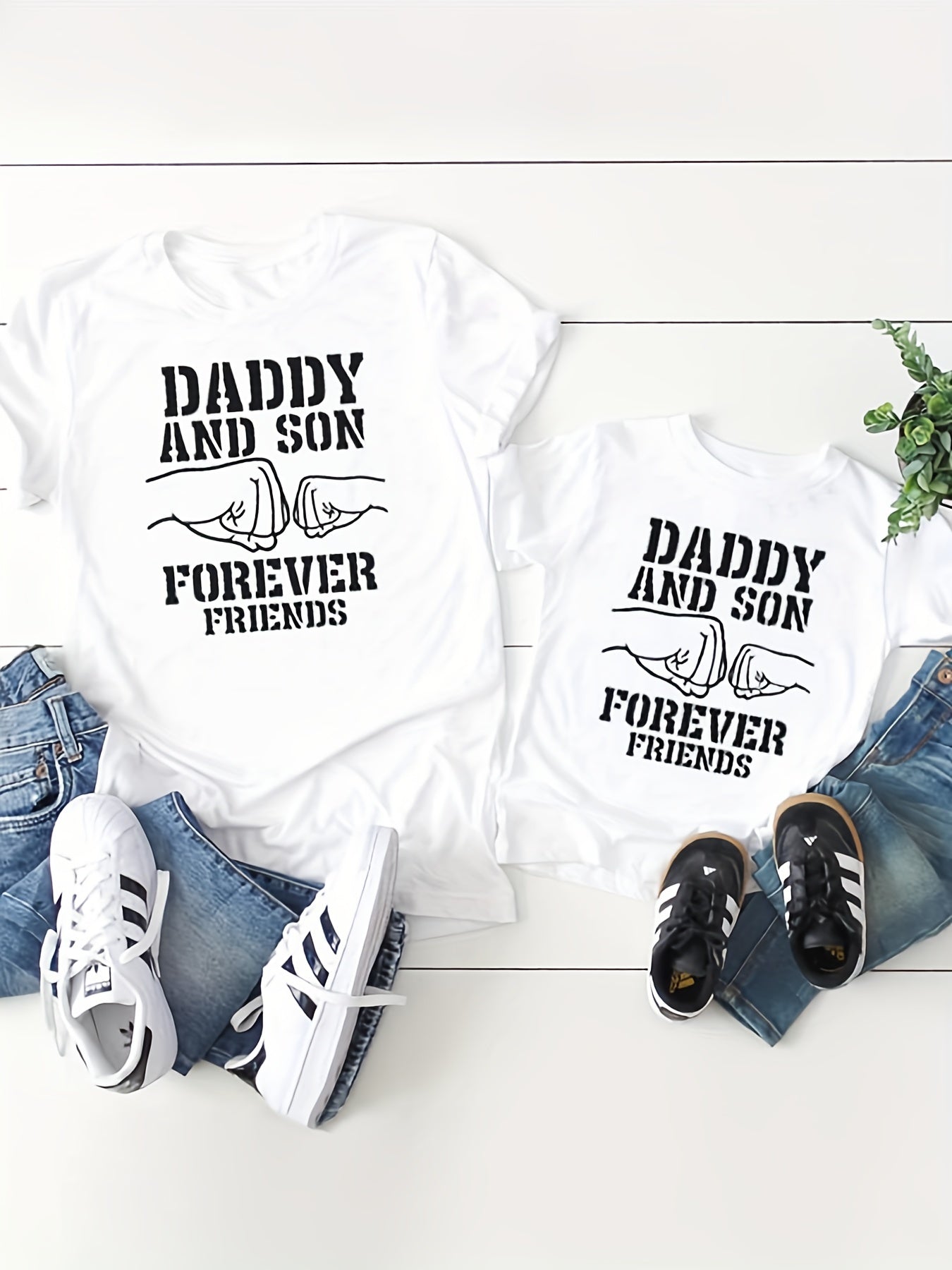 Daddy Son Matching Outfits Casual DADDY AND SON FIST Print Short Sleeve