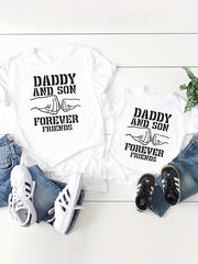 Daddy Son Matching Outfits Casual DADDY AND SON FIST Print Short Sleeve