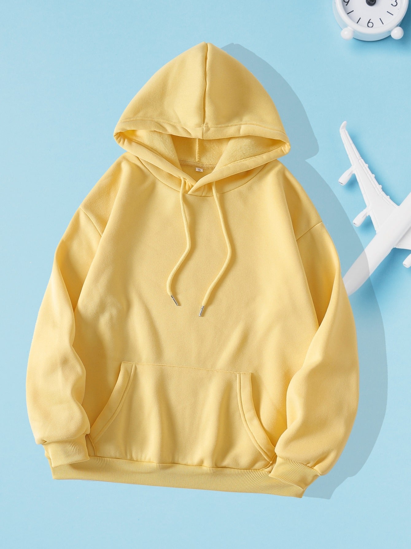 Women's Solid Sweatshirt Kangaroo Pocket Hoodie Long Sleeve
