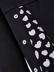 Plus Size Colorblock Heart Print Long Sleeve Dress