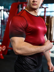 Men's Gradient Quick-dry Sports Compression Tee for Fitness Activities