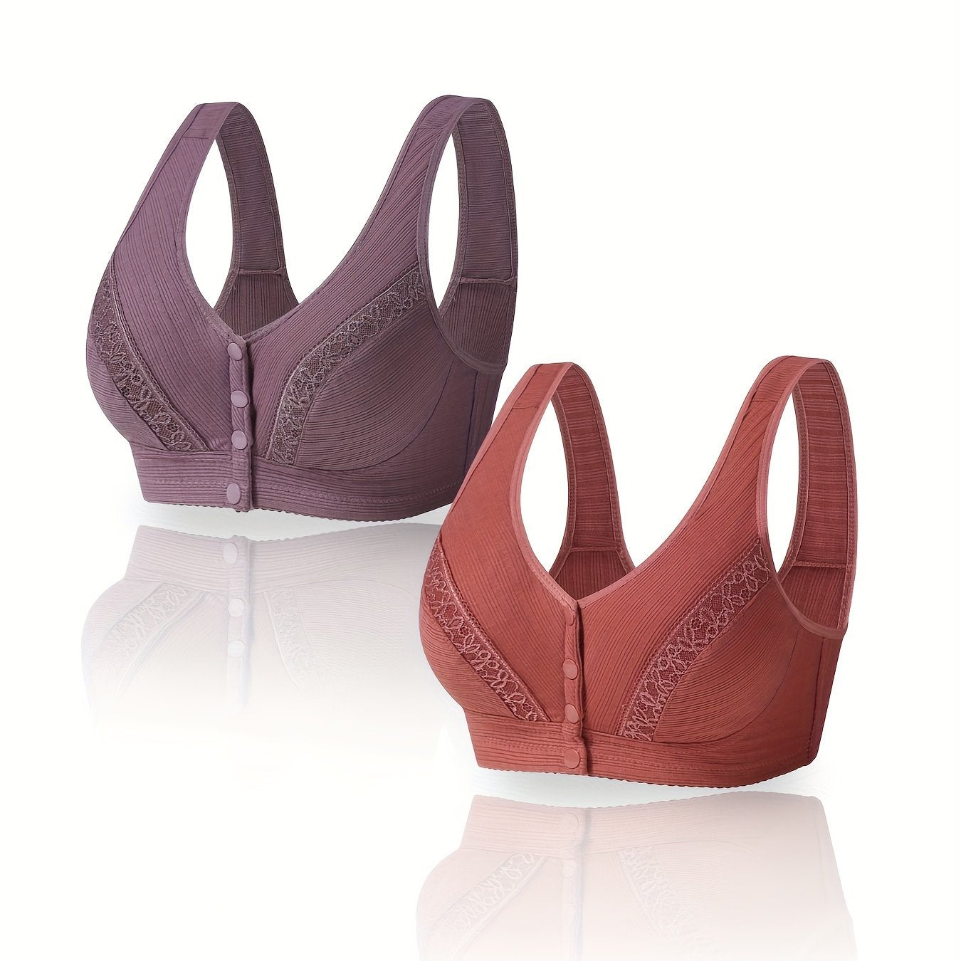 2pcs Front Buckle Wireless Bras Women's Lingerie