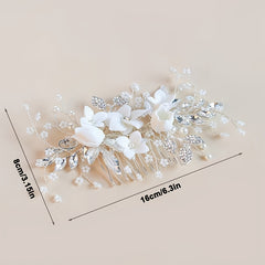 Rhinestone Flower Hair Comb Head Jewelry for Women