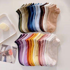 5 Pairs Women's Sports Short Socks Solid Color Breathable Stockings