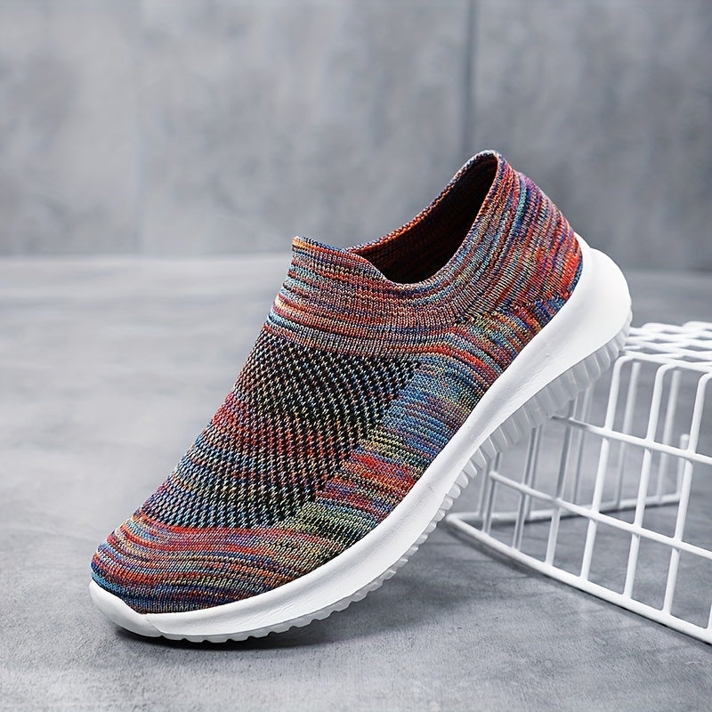 Colorful Lightweight Slip On Sneakers Mesh Breathable Shoes