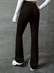 Solid Flare Leg Pants Y2K Loose Pants For Spring & Fall Women's Clothing
