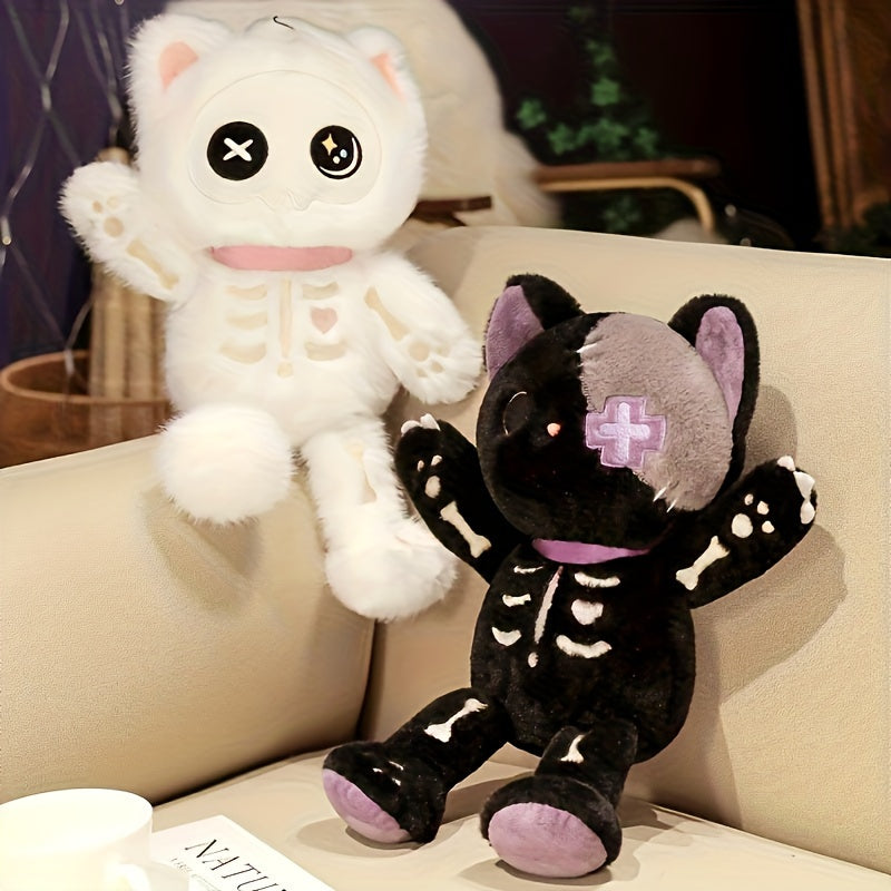 15" Skeleton Cat Plush Toys 2 Colors Halloween Stuffed Animals