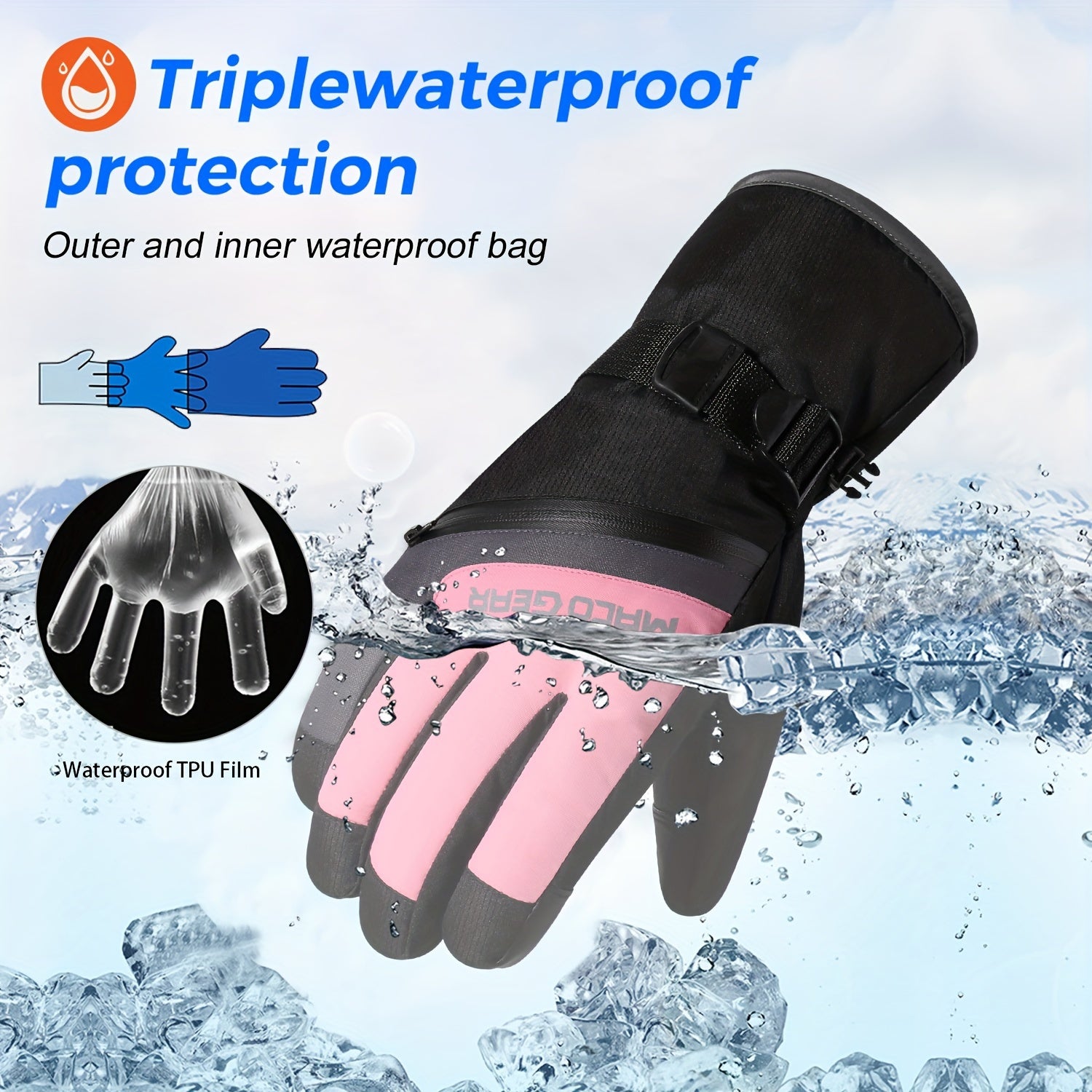MVPTOO Winter Skiing Full Finger Gloves Touch Screen Outdoor Snowmobile Thermal