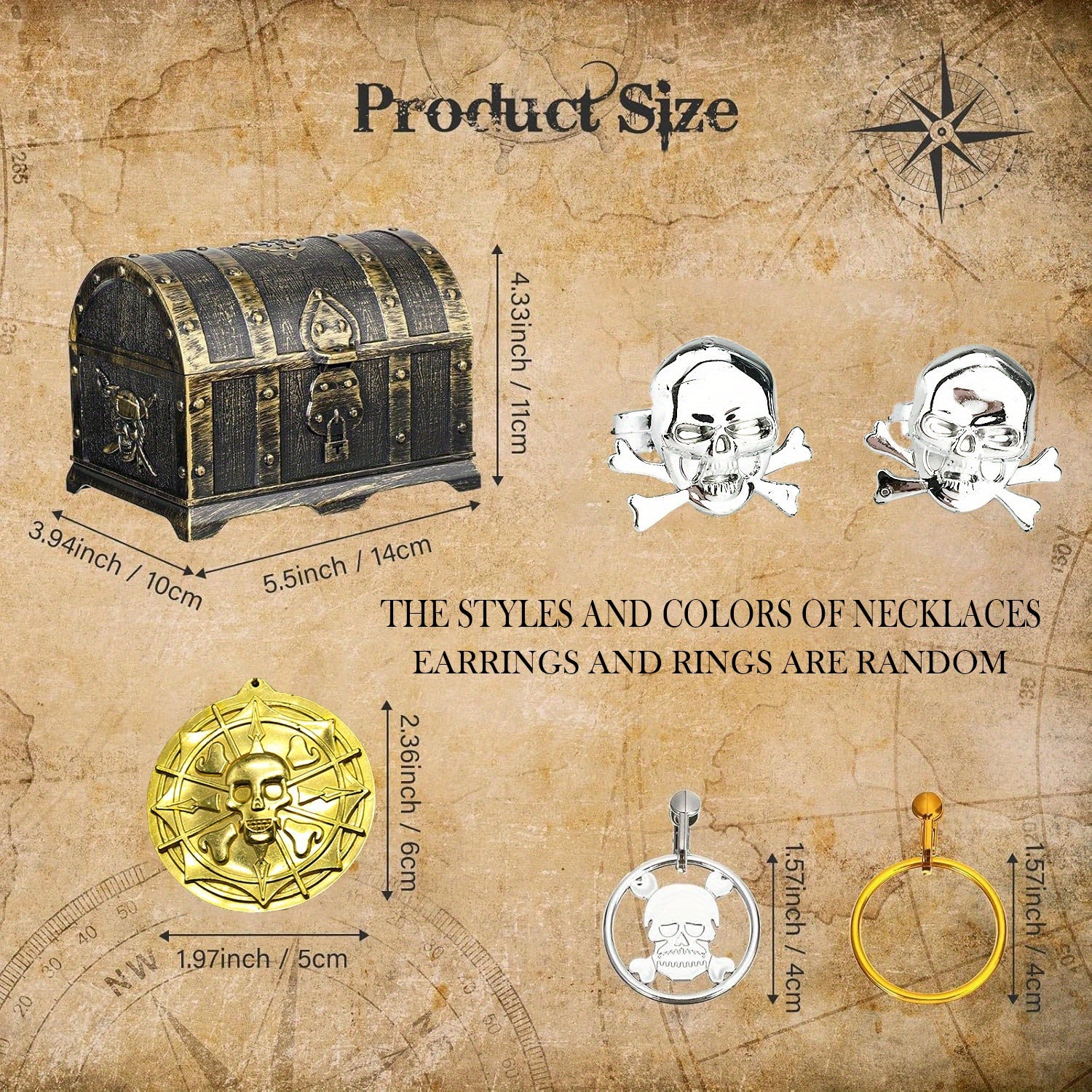 Treasure Chest Toy Set with 100 Coins and 100 Grams of Gems