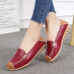 Women's Solid Flat Loafers Soft Sole Slip On Anti skid Walking Shoes