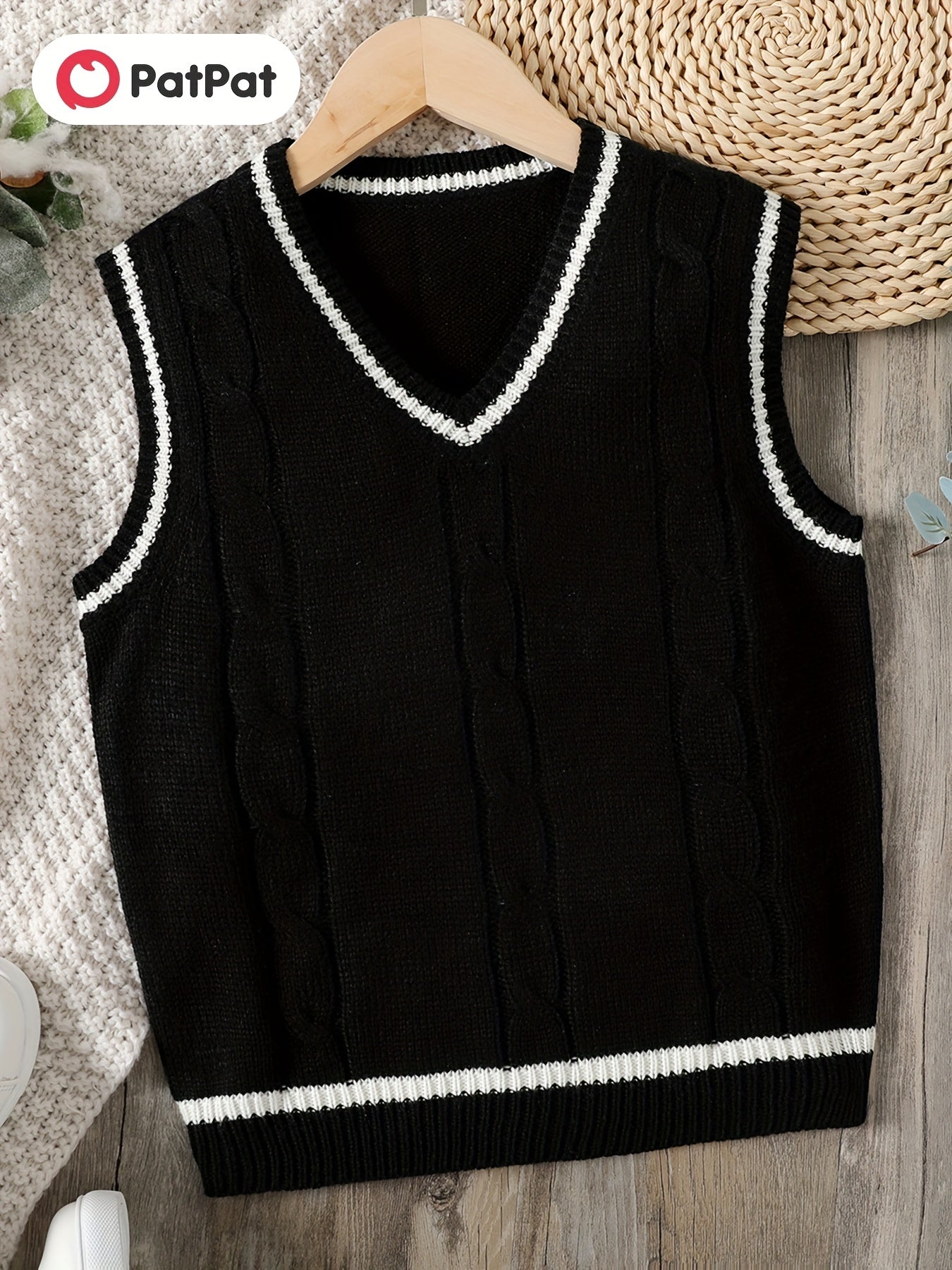 Kids Sleeveless V Neck Knitted Sweater Vest
