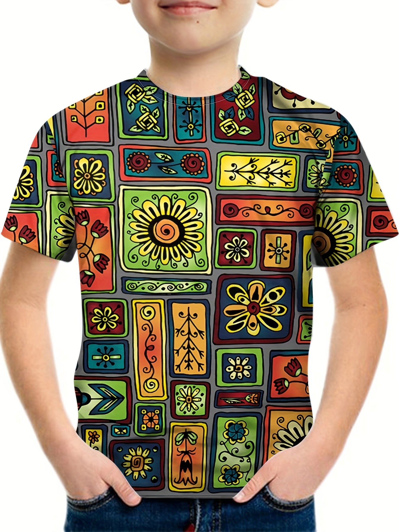 Kids Graphic T-shirt Active Short Sleeve Tee for Summer