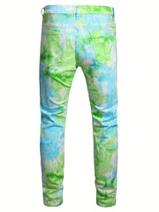 Y2k Tie Dye Slim Fit Jeans Men All Over Print Street Style Denim