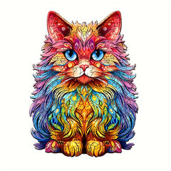 Colorful Cat Puzzle Irregular Animal Shape Wooden Puzzle