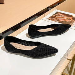 Women's Pointed Toe Flat Shoes Slip on Breathable Solid Anti Slip Casual Shoes