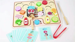Wooden Pretend Play BBQ Set Cooking Simulation Toys Kitchen Interactive Toy