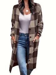 Gingham Print Long Sleeve Cardigan