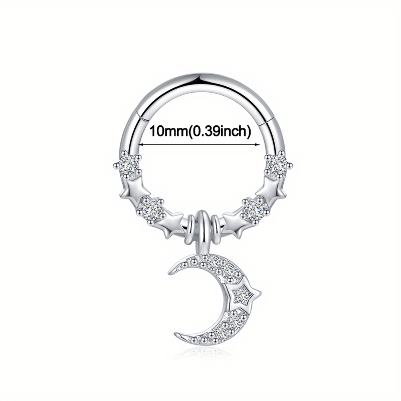 Zircon Inlaid Septum Nose Ring Body Piercing Jewelry