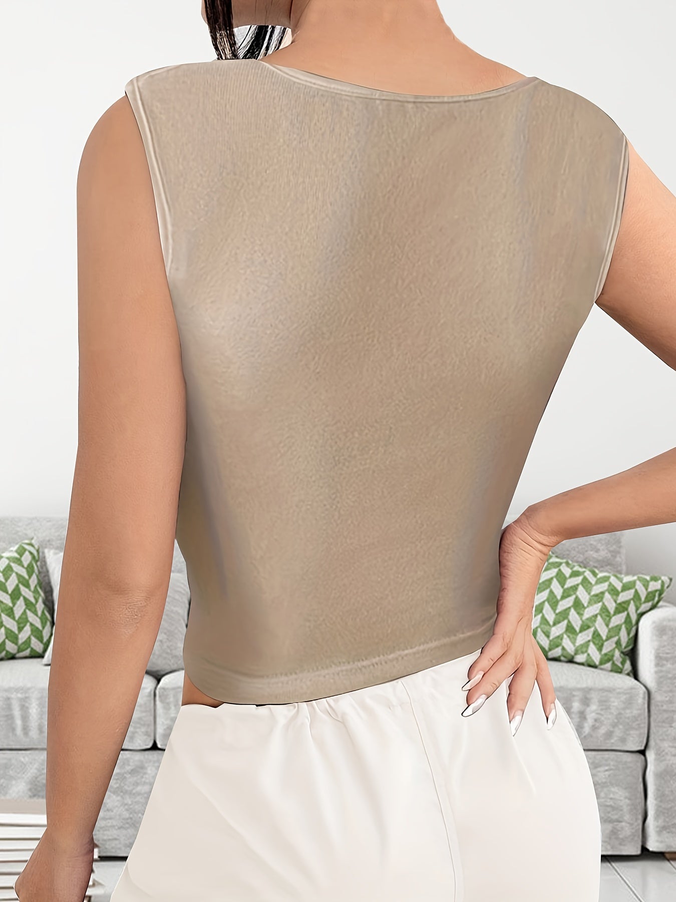 Ruched Square Neck Crop Tank Top Y2K Tank Top For Summer