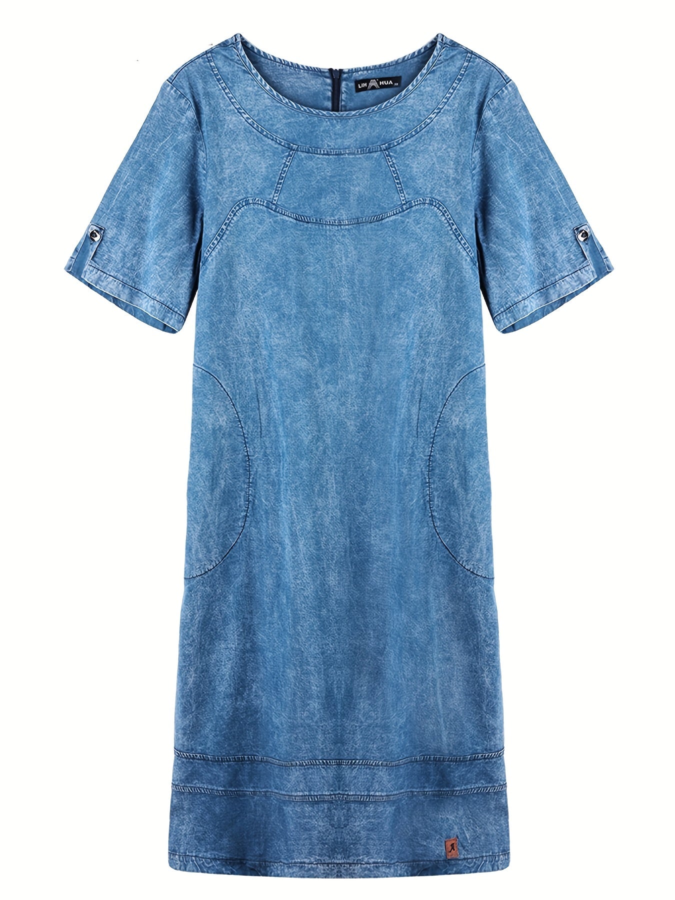 Casual Denim Dress Women's Plus Short Sleeve Denim Dress