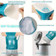 24pcs Disposable Urinal Bags 750ML Unisex Emergency Travel Pee Bag