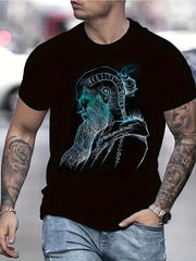 Old Man Pattern Print Men's Short Sleeve Graphic Tee