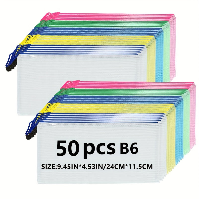 50pcs B6 Classic Office Supplies Paper Storage Mesh Zipper Bag