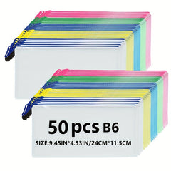 50pcs B6 Classic Office Supplies Paper Storage Mesh Zipper Bag