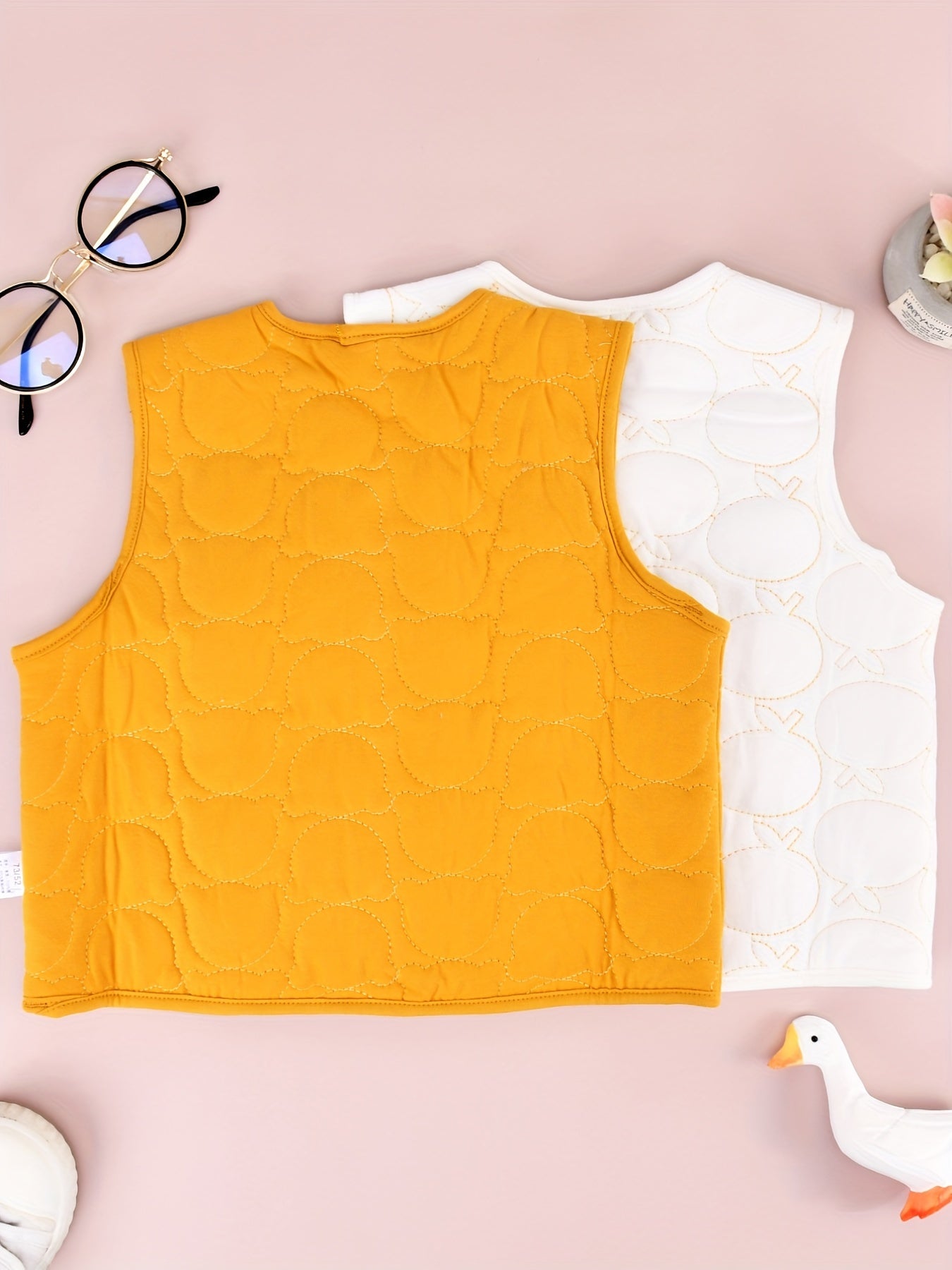2pcs Cartoon Embroidery V Neck Vest