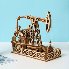 3D Wooden Well Model Puzzle DIY Mechanical Moving Parts