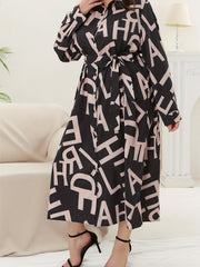 Graffiti Print Maxi Shirt Dress With Belt