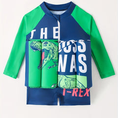 Boys Buoyancy Swimsuit with Letter & Dinosaur Graphic