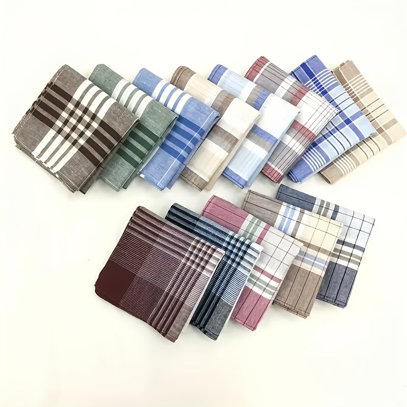 Men's Handkerchiefs Set Soft Geometric Patterns Multicolor 10pcs