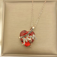 Heart Rhinestone Pendant Necklace for Girls