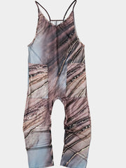 Marble Print Dual Pockets Overall Jumpsuit