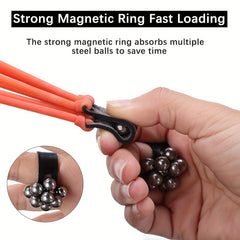Leather Slingshot with Magnet Ring and Steel Balls Pouch