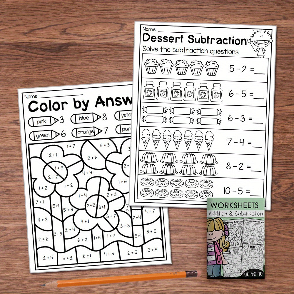 Fun Math Workbook Addition & Subtraction Friends of Ten Food Pictures