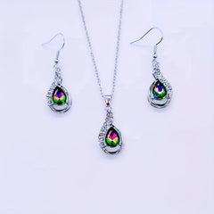 Water Drop Earrings Necklace Set Vintage Holiday Gift Y2K Jewelry