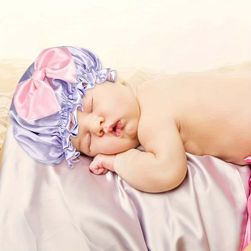 Girls Bow Sleep Bonnet Hat for Long Hair