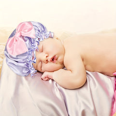 Girls Bow Sleep Bonnet Hat for Long Hair