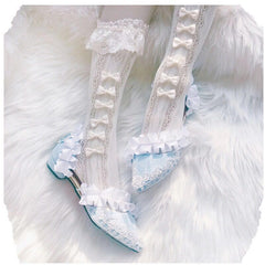 Lace Trim Fishnet BowKnot High Tube Socks