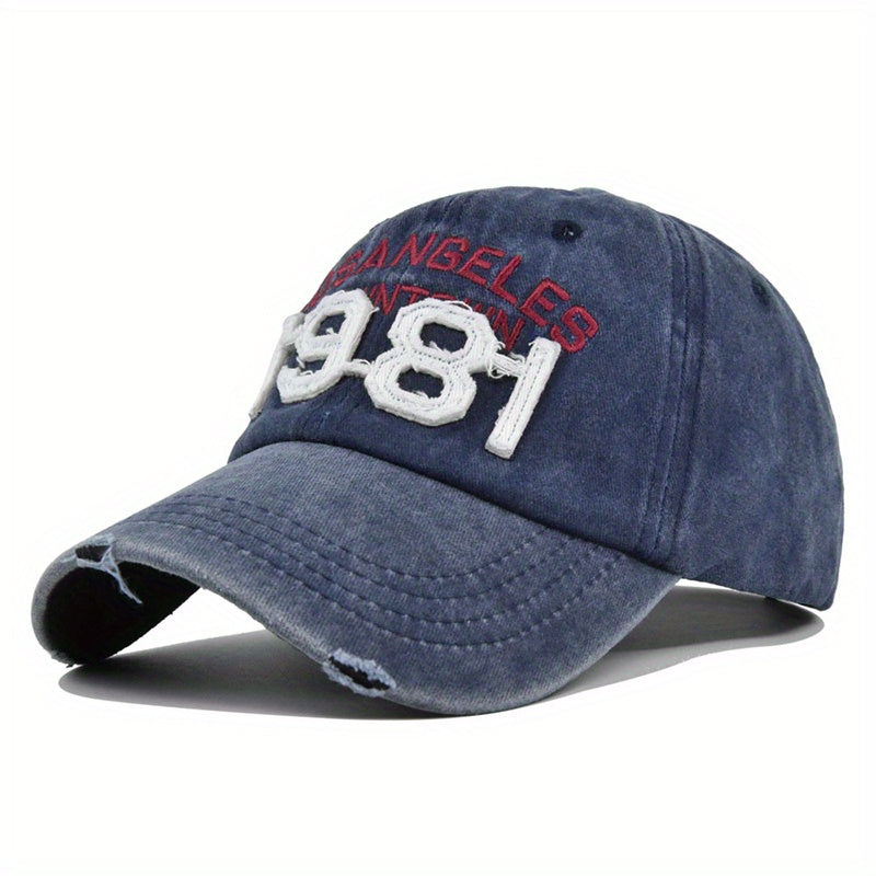 Retro 1981 3D Embroidery Baseball Cap Washed Old Sun Visor