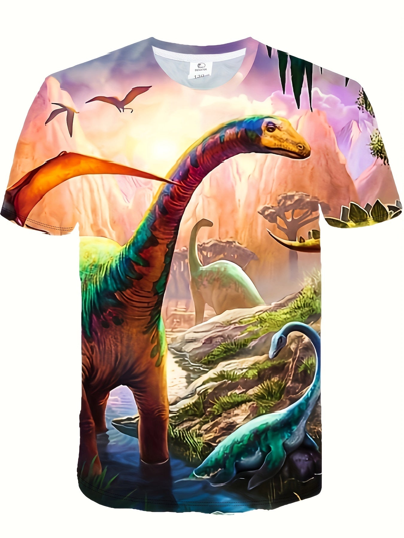 Boy's T Rex Dinosaur Graphic Tee Shirt 3D Print Active Stretch Short Sleeve