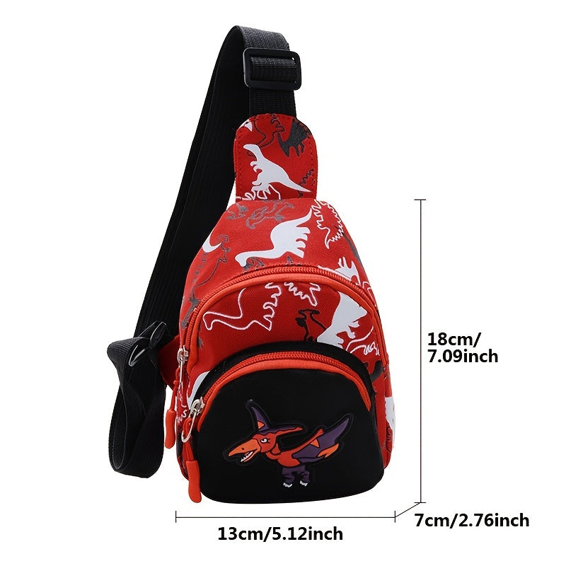 Kids Dino Print Crossbody Bag Messenger Bag Adjustable Straps