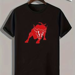 Ox Pattern Print Men's Comfy Sports T-Shirt