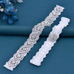 Lace Leg Garter Belt with Rhinestones - Sexy Lingerie Accessory