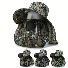 Men's Outdoor Sunshade Hat with Face Mask Fisherman Hat