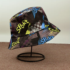 Foldable Sunshade Bucket Hat with Sports Print for Men Women