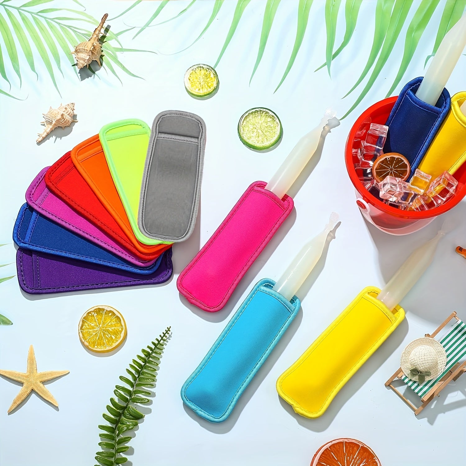 10 Reusable Popsicle Bags Colorful Ice Pop Sleeves for Outdoor Camping