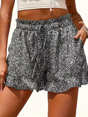 Floral Print Drawstring High Rise Shorts